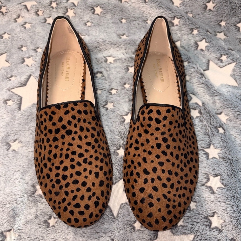 Isaac Mizrahi Suede Brown and Black Cheetah Spotted Flats